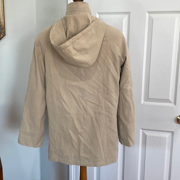 London fog trench coat rain removable hood zipper khaki tan women’s size small S - Picture 7 of 16